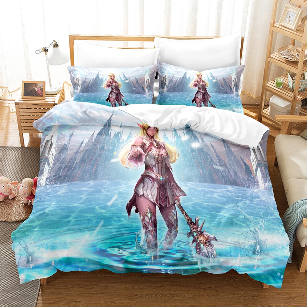 New 3D Printing Game Lineage 2 The Chaotic Throne Bedding Set Boys Girls Twin Queen Size Duvet Cover Pillowcase Bed Kids Adult