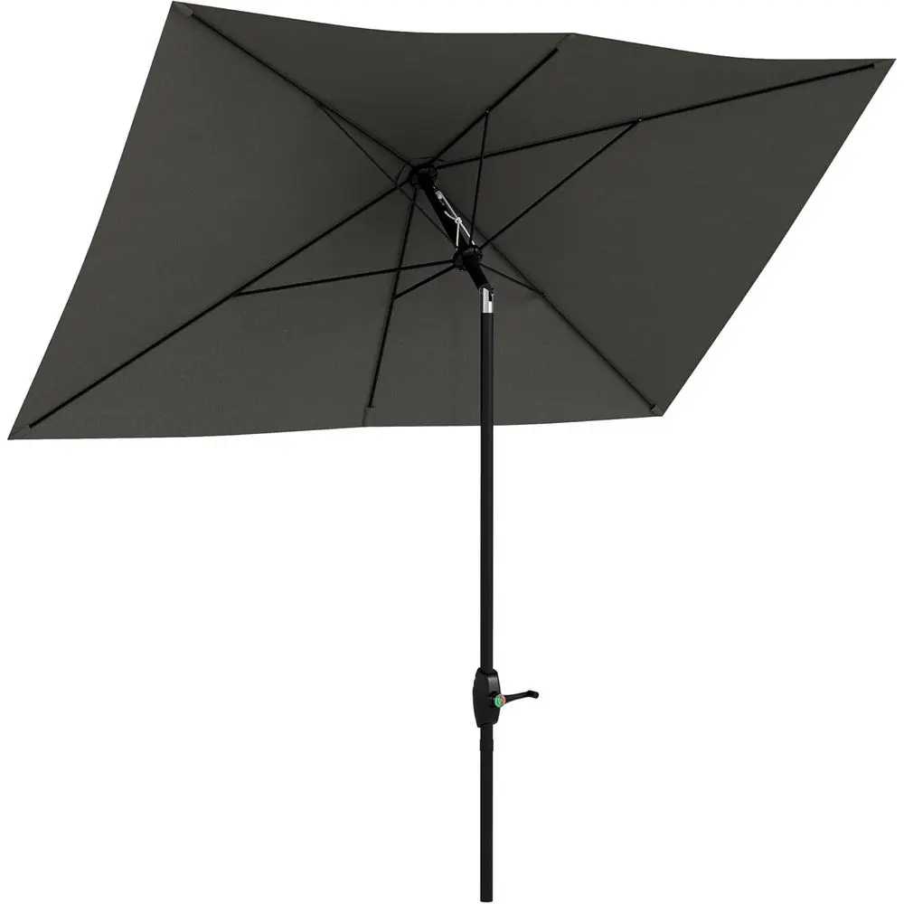 6.5ft x 10ft Rectangular Patio Market Umbrella with Crank and Push Button Tilt Control