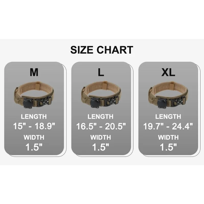 Dog Collar Waterproof Tactical Dog Collar with Control Handle Zinc Alloy Buckle Pte Collar for AirTag Medium Large Dogs Necklace view 6