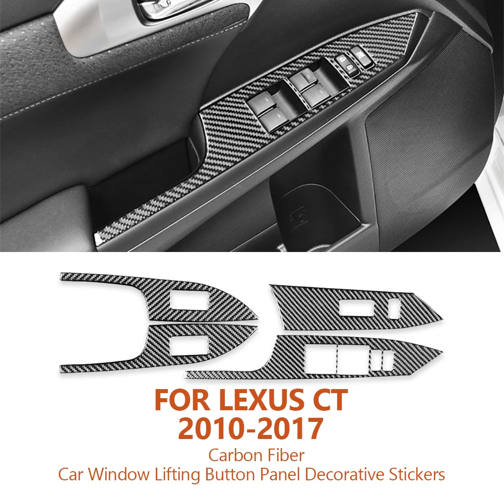 

For Lexus CT 2010-2017 Car-Styling Carbon Fiber Car Window Lifting Button Panel Decorative Stickers Auto Interior Accessoriess