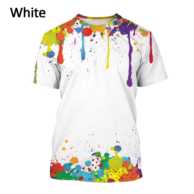 New Color Splash Ink Drip Colorful 3D Printed T-shirt Men and Women Casual Short-sleeved T-shirt