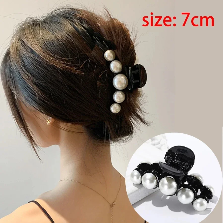 Acrylic Hair Jaw Clips Retro Pearl Hair Claws Non Slip Strong Elegant Women Makeup Medium Small Barrette Crab Hair Styling Tools