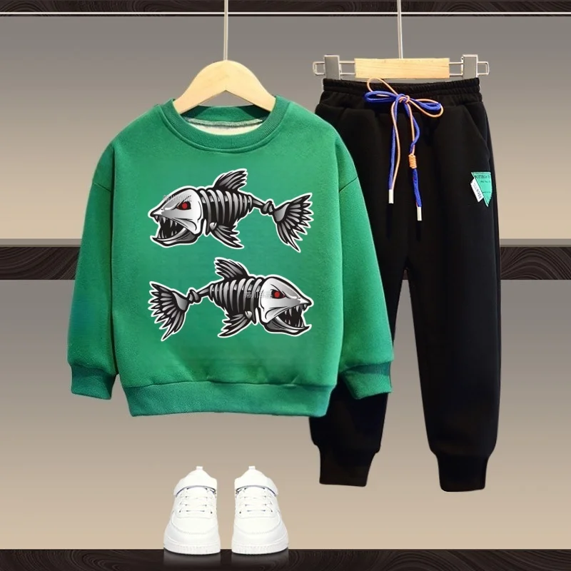 Herfst Kinderen Jongen Kleding Set Kid Meisjes Cartoon Gedrukt Sweatshirts Trui Top En Broek Pak Lange Mouw Trainingspakken