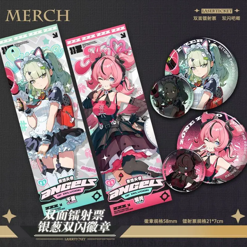 Zenless Zone Zero Sunna Aria Ángeles de la Ilusión 	 Pase de Entrada Láser de Anime, Insignia de Mascota, Regalo para Estudiantes y Fans, Cosplay, Halloween