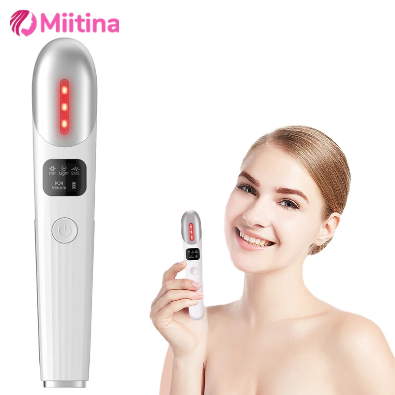 جهاز تدليك العين من بيوتي ضد الدائرة الداكنة القابلة لإعادة الشحن EMS الاهتزاز 42 ℃   جهاز تدليك ساخن للاسترخاء وشد الوجه والعناية بالبشرة