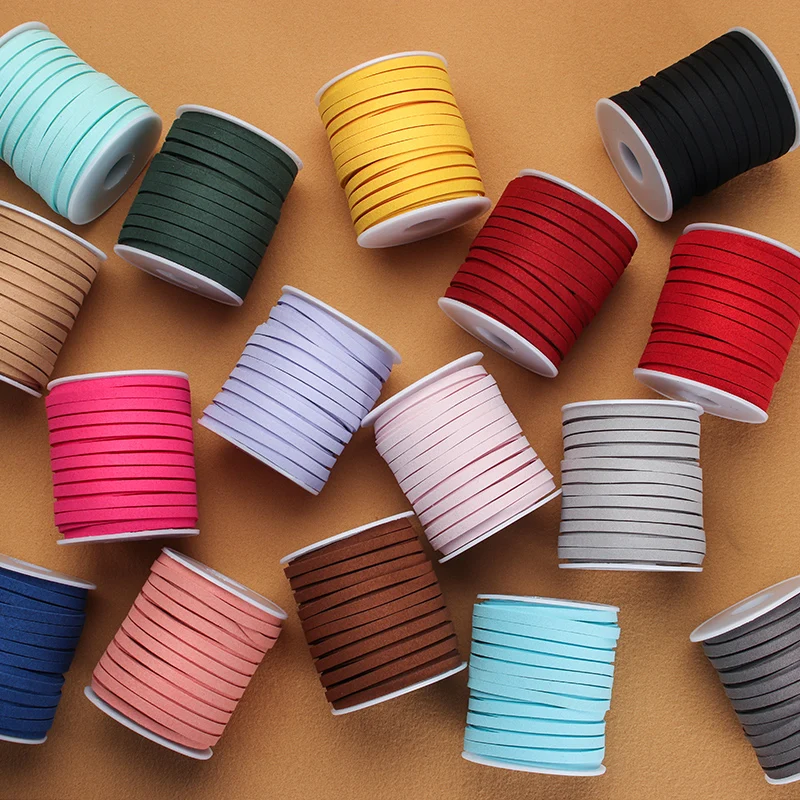 5yards 5MM Flat Faux Suede Braided Cord Leather Korean Velvet Leather Belt for Jewelry Making Diy Handmade Bracelet Cords