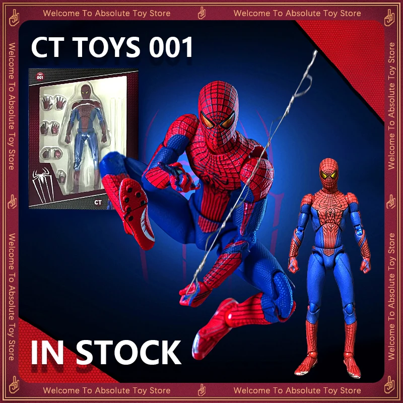 In Stock CT Toys 001 Spiderman Action Figure Mafex 001 The Amazing Spider-Man Figurine Model Andrew Garfield Spider Man Toy Gift