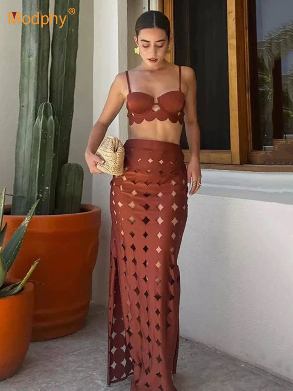 

Modphy 2025 New Women's Bikini Set Long Dress Sexy Slim Elegant Fashion Swimwear Three Piece Set For Party Beach Vacation Spa