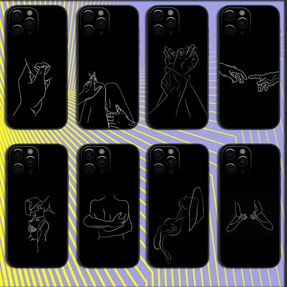 LOVE LINE SEXY HAND Phone Case For iPhone 16,15,14,13,12,11,Pro,X,XS,Max,XR,Plus,Mini Soft Black Cover