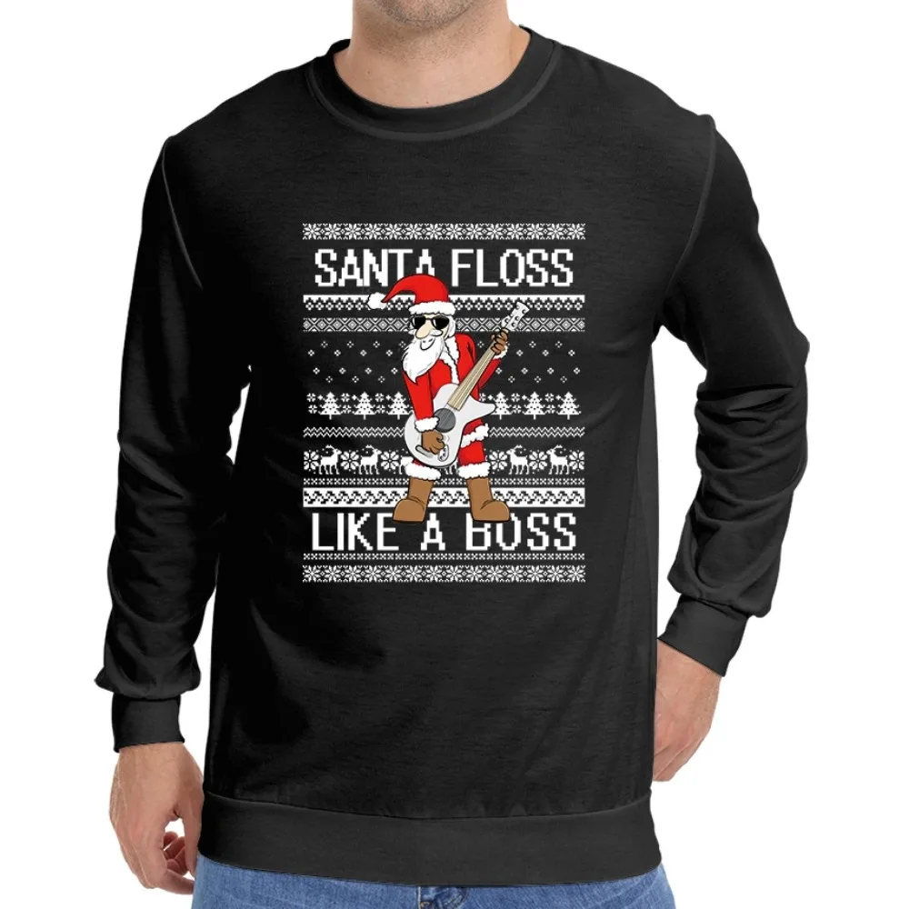 Santa Claus Men Christmas Graphic Sweatshirts Xmas Elk 3D Print Pullover Family Matching Sweatshirt Holiday Couple Clothing