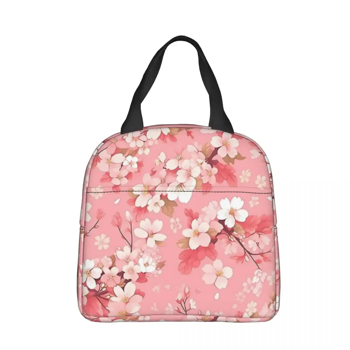 Japanese Cherry Blossom Anime Patterns Insulated Lunch Bag Thermal Bag Reusable Portable Tote Lunch Box Food Handbags Picnic