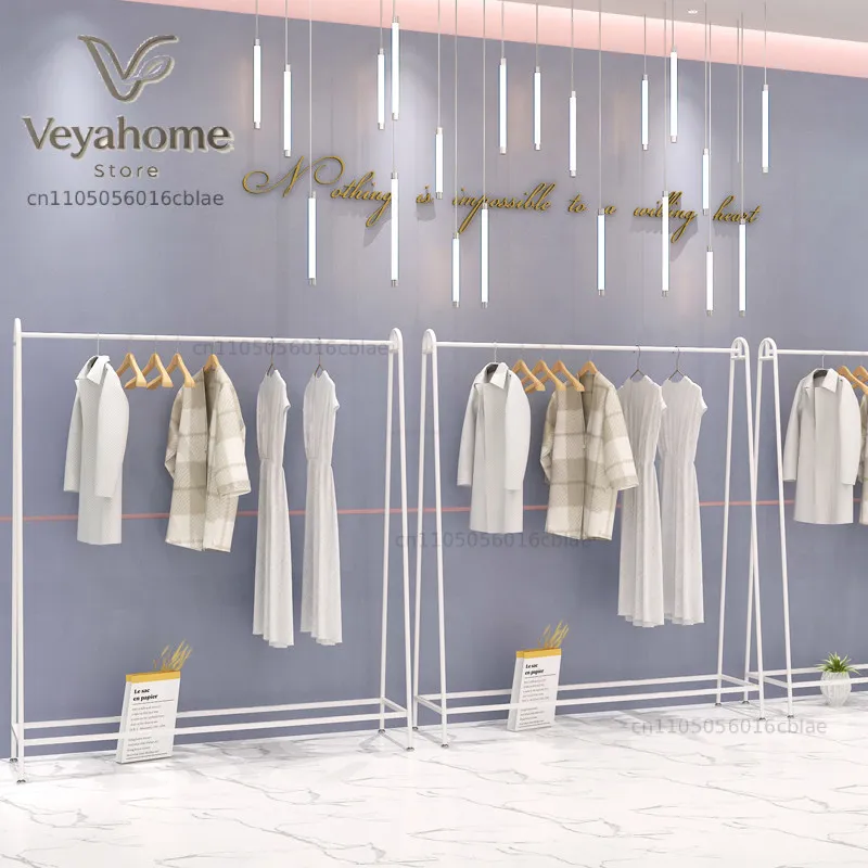 Wrought iron hanging wedding dress hanger display rack, women's clothing store shelf floor-standing gown