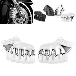1Pair Motorcycle Steel Front Brake Caliper Covers For Harley Touring Road Glide Ultra FLTRU Black/Chrome