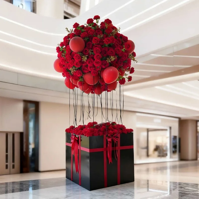 Indoor rose ornament large stack head gift box flower romantic decoration shopping mall