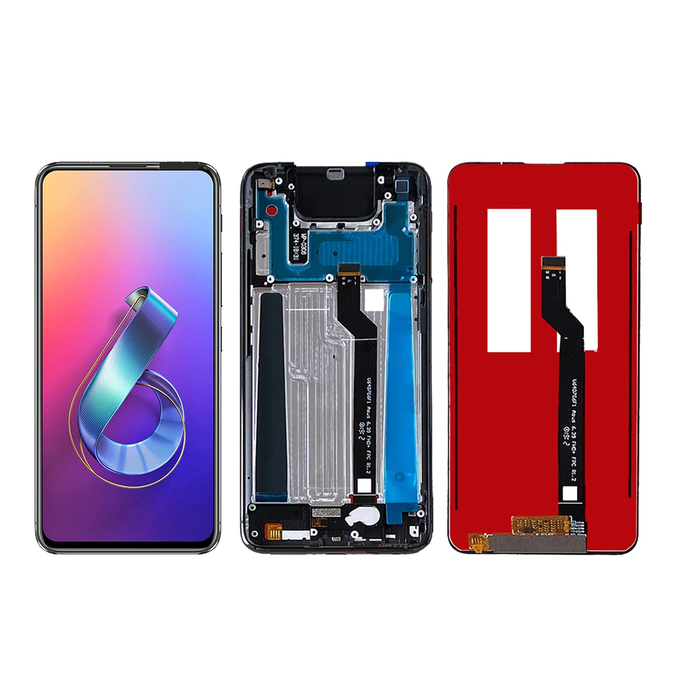 6.4''LCD For Asus Zenfone 6 ZS630KL LCD For ASUS_I01WD Zenfone 6z LCD Display Touch Screen Digitizer Sensor Assembly Frame