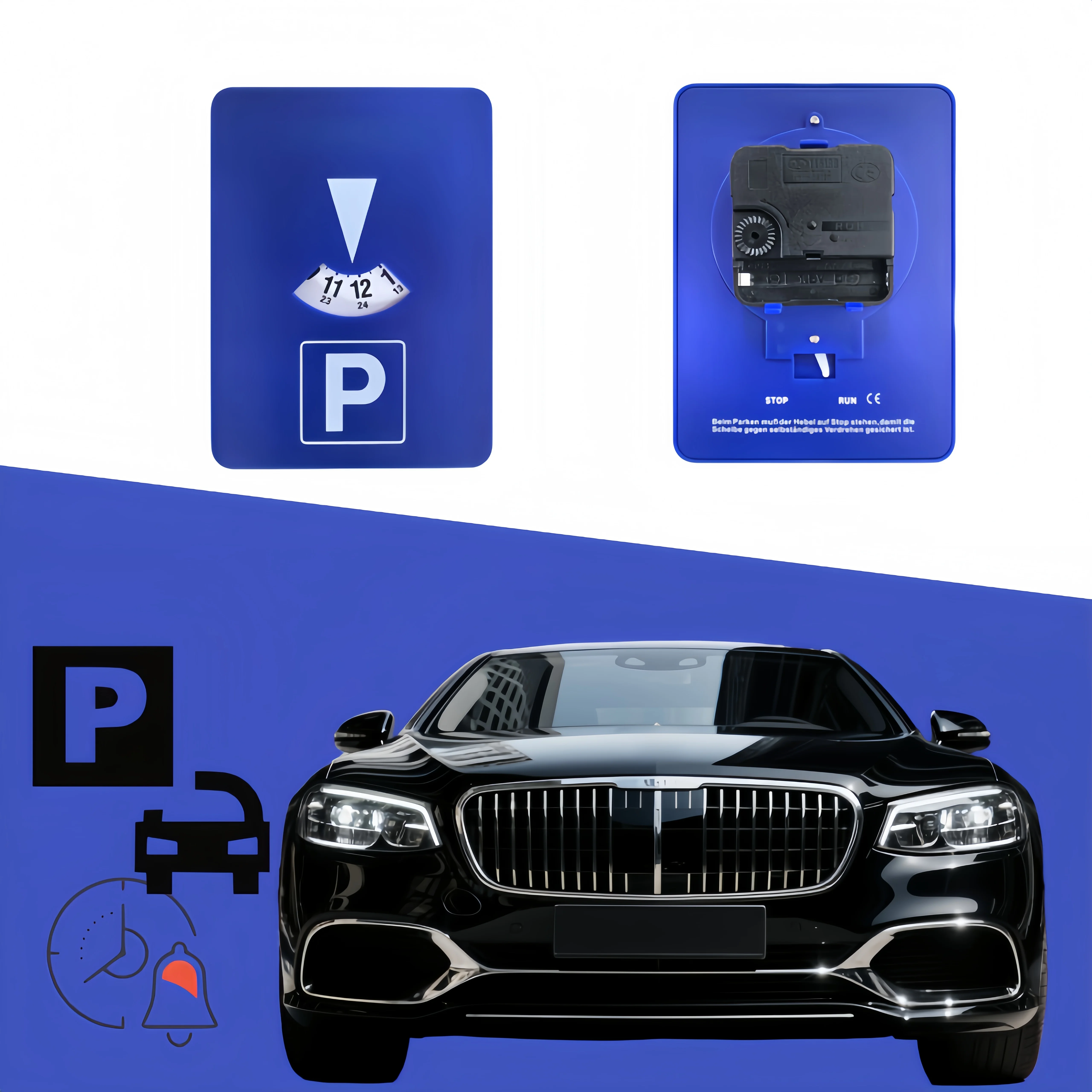 Digital Car Parking Disc Timer Portable waterproof and  Plastic Clock Arrival Time Display Temporary Parking Accesssories