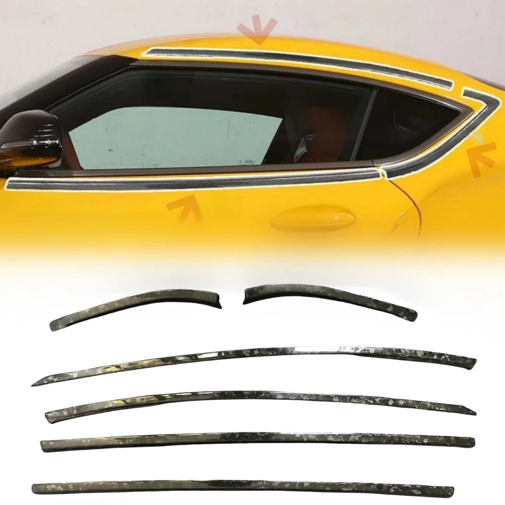 اكسسوارات السيارات الجانب الباب مزورة الكربون قطاع الكربون نافذة الكسوة ل GR Supra A90 A91 MK5 نافذة تزيين قطاع الكسوة #1