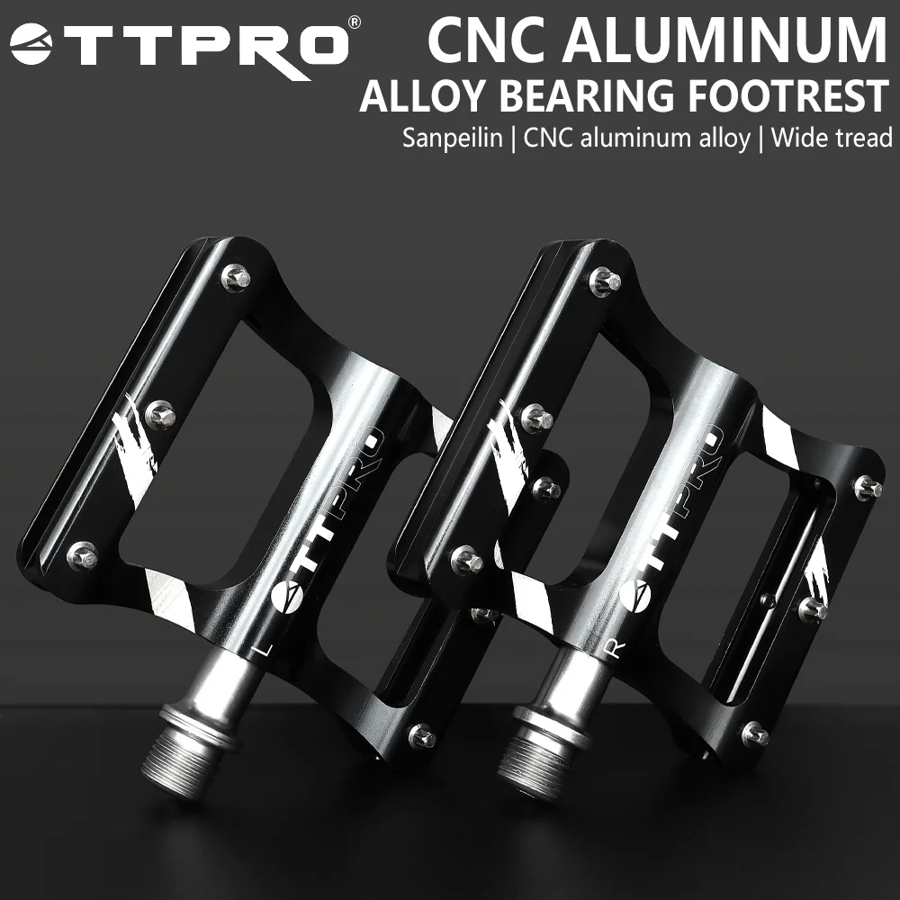 

TTPRO Ultralight Widen Bicycle Pedals Anti-Slip CNC Aluminum Alloy Sealed Bearing Molybdenum Steel Shaft Bike Accessory PD245