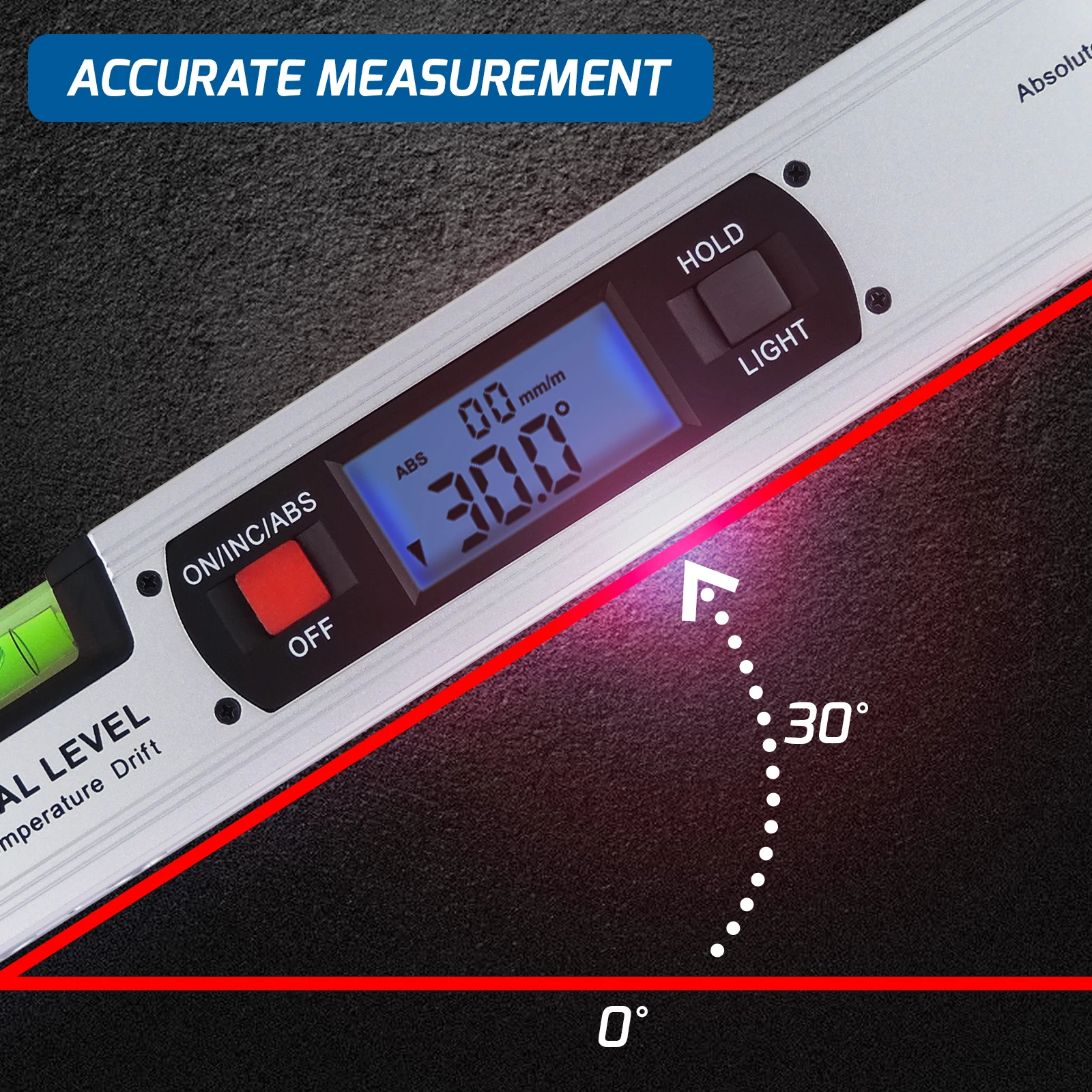 Digital Angle Gauge 360° High-Precision Level with Magnets & Flip Display with 4 Strong Magnets for Carpentry Woordworking