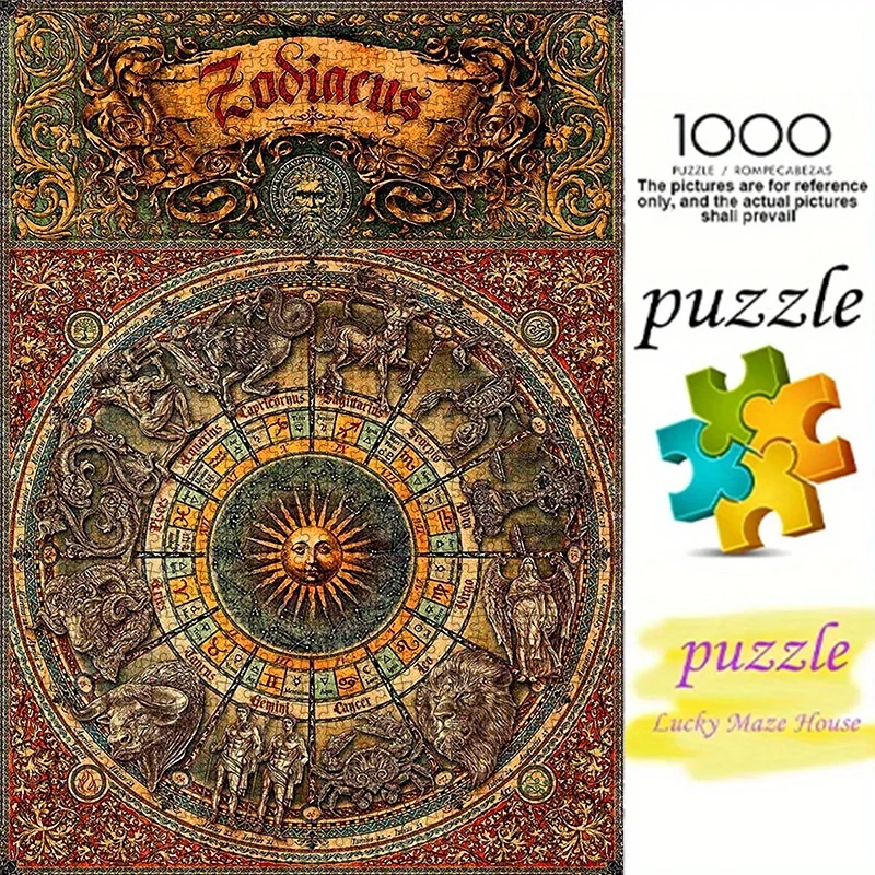 Vintage Sternzeichen-Rad Astrologie Puzzle für Erwachsene Horoskop-Thema Intellektuelles Spiel Heim-Freizeit Dekoratives Puzzle-Spielzeug