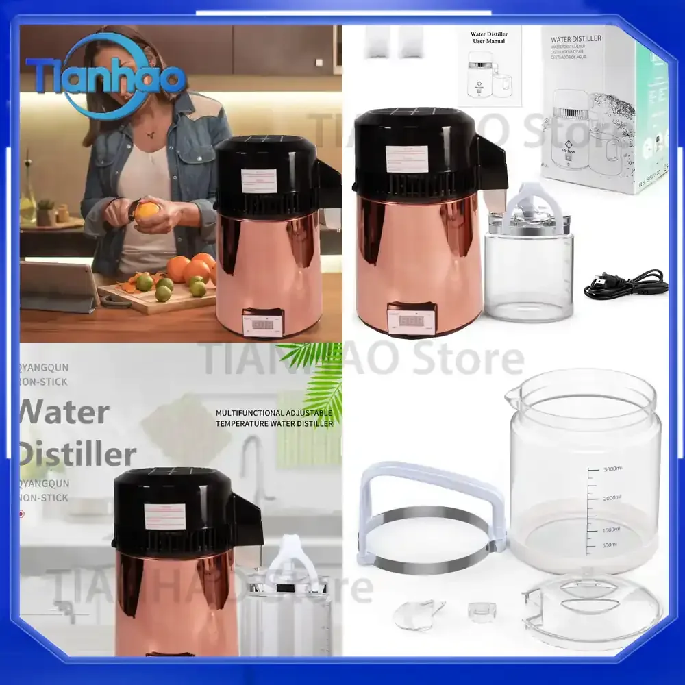 Distilled Water Dispenser Machine for Home Use with 4 Liter Jug Rose Gold Stainless Steel Water Distiller for Factory