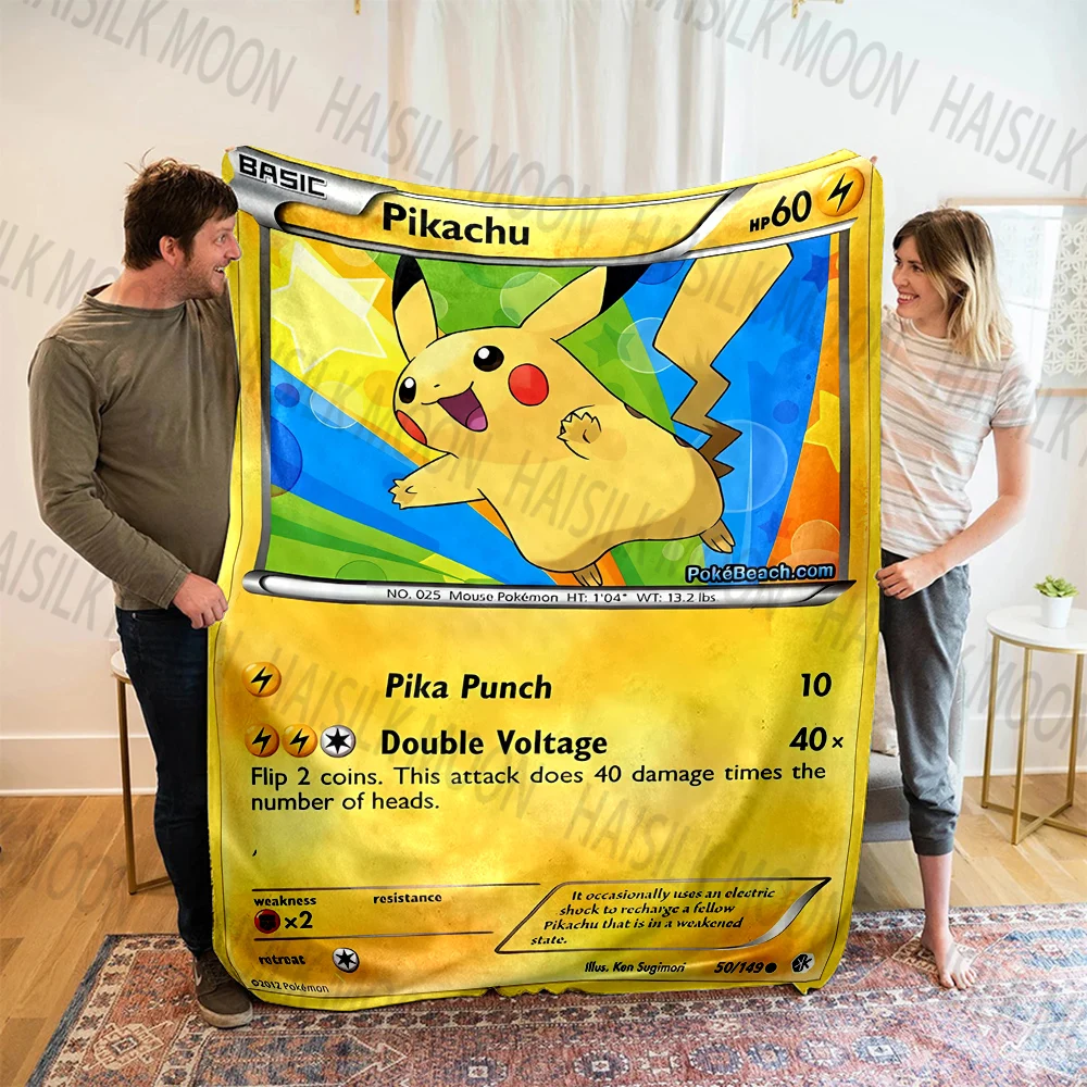 6 Sizes Pokémon Game Cards Pattern Blanket Warm Soft Fluffy Kids Adult Sofa Bed Throw Blanket Suitable Travel Camping for Gifts