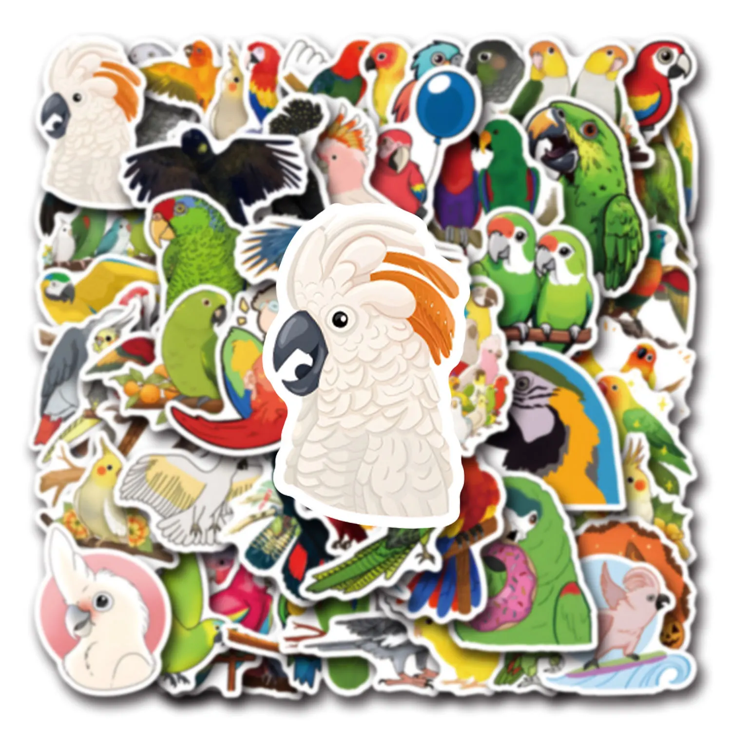 55 STKS Leuke Papegaai Huisdier Vogel Leuke Huisdier Vogel Cartoon Graffiti Decoratie Laptop Mobiele Telefoon Case Laptop Waterdichte Sticker Kinderen Speelgoed