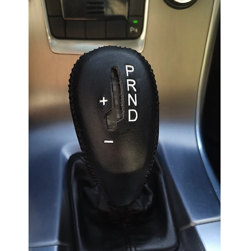 Hand Sewn Leather Gear Shift Knob Cover Trim Black Fit for Volvo S60 XC60 V40 V60 2014 2015 2016 2017