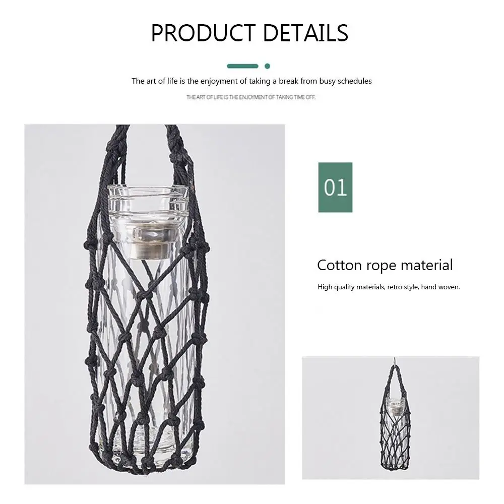 Hand Woven Water Cup Mesh Bag Manual Can Be Suspended Water Bottle Cover Multiple Colors Cotton Rope Cup Sleeve