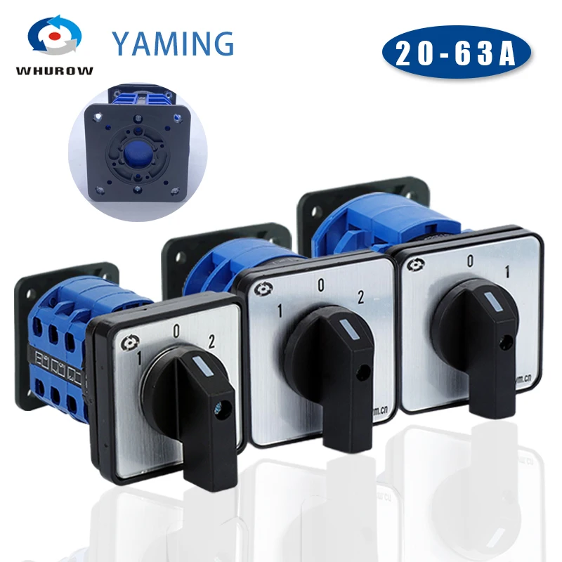 

20/25/32/63A YMW26 LW26 Bottom Panel Screw Mounted Changeover Cam Rotary Switch Two/Three Position Silver Contact Power Control