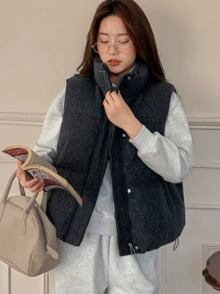 

Осень/зима 2022, новая женская майка, короткий жилет с воротником-стойкой и воротником-стойкой