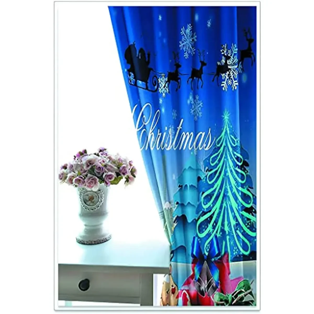 Santa Claus Christmas Blackout Curtains Bedroom Living Room Kitchen Drapes Window Treatments Xmas Navidad Natal Home Decoration