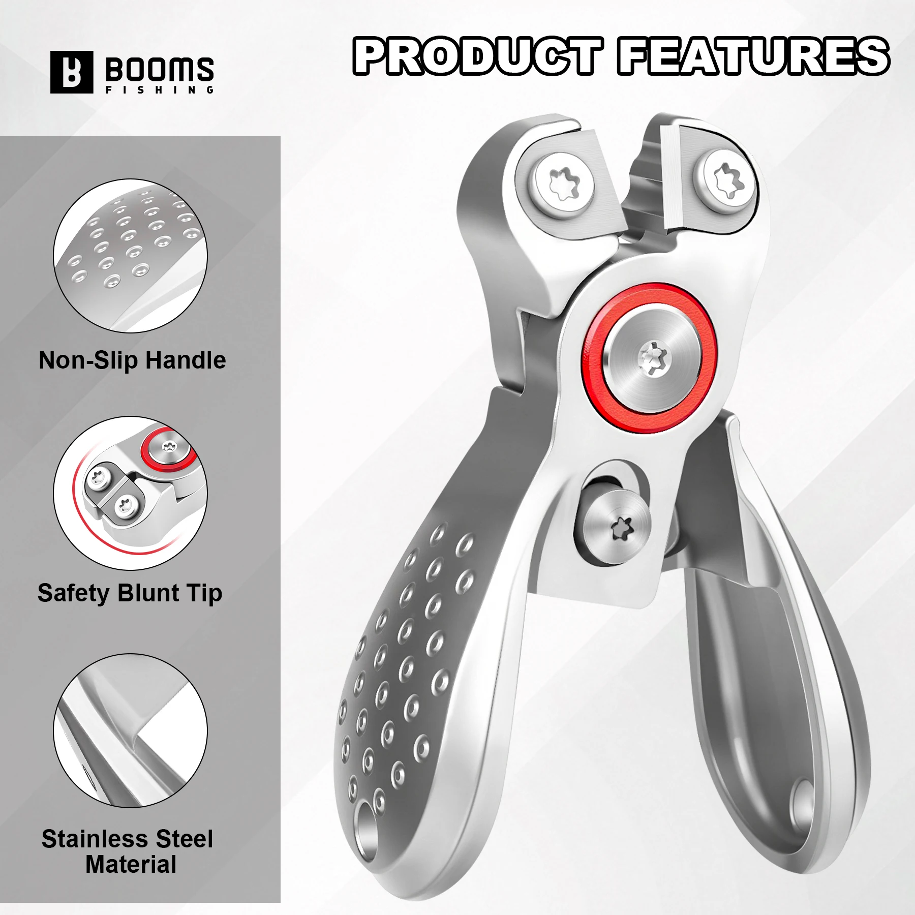 Booms Fishing  Mini Stainless Steel Line Cutter Fishing Scissors for Braided Mono Fluoro Line Fishing with Safety Release Lock