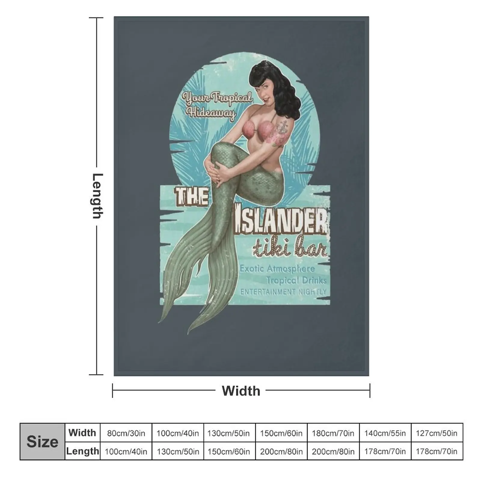 The Islander Tiki Bar - Bettie Page Mermaid Throw Blanket Softest Large Loose Blankets