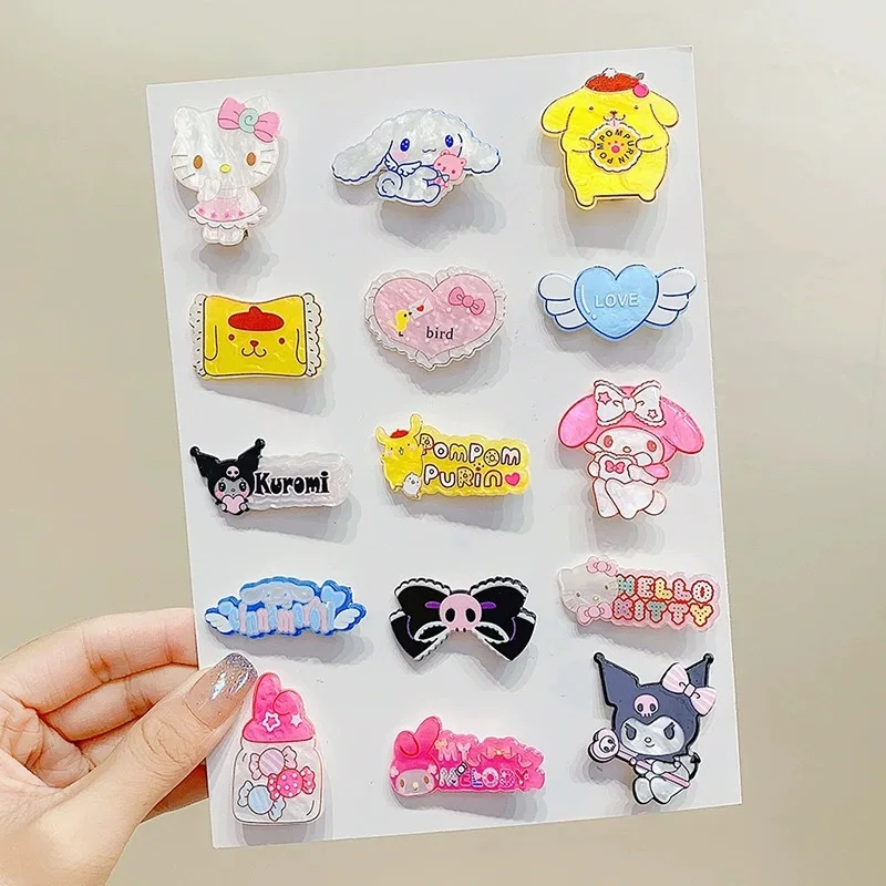 

Kawaii Sanrio HairClips Set Cartoon Kuromi Hello Kitty Cinnamoroll Barrettes Hair Accessories Hairpins Cute Fun Girl Heart Gift