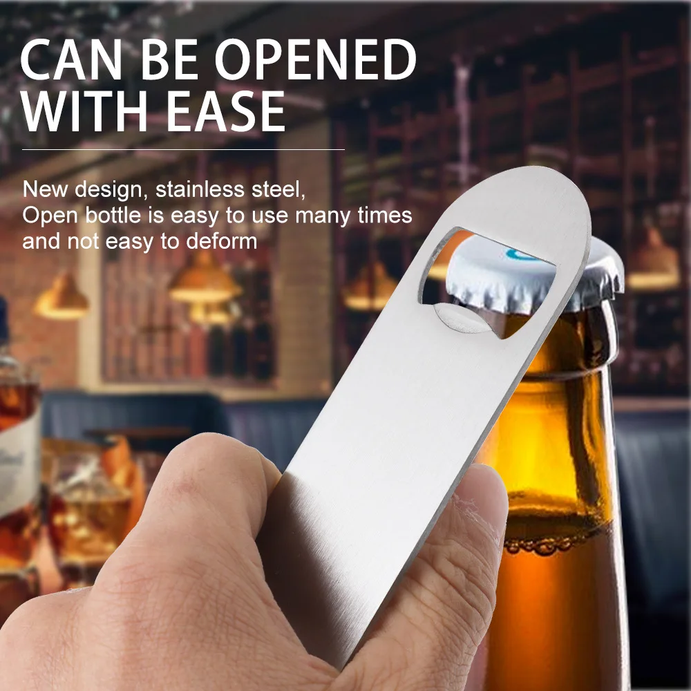 فتاحة زجاجات مسطحة من الفولاذ المقاوم للصدأ شديدة التحمل مقاس 7 بوصات، فتاحات بيرة بسيطة وفعالة