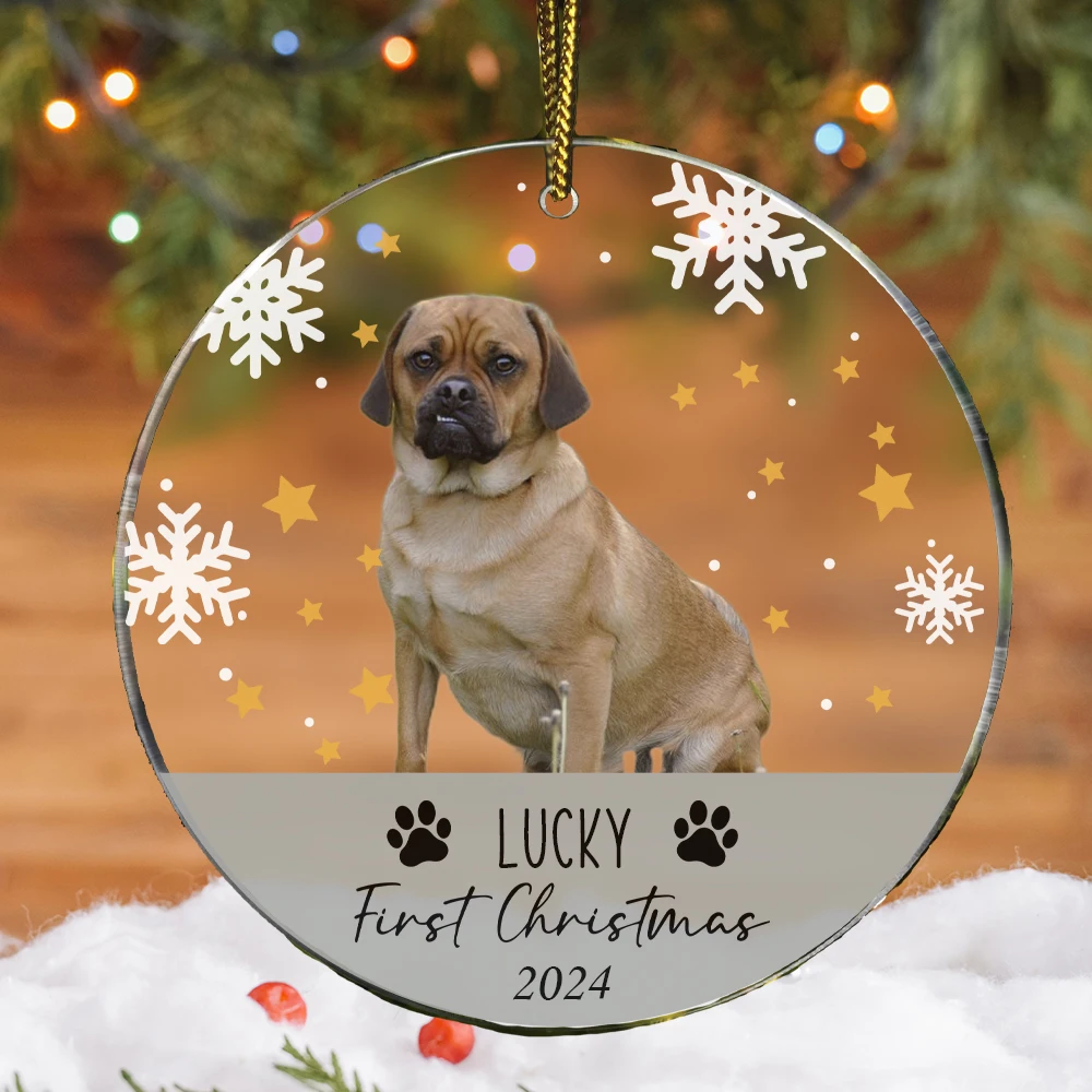 Custom Dog First Christmas Ornament Dog Photo Decoration Puppy First Christmas New Pet Ornament Dog Mom Gift Xmas Tree Hanging