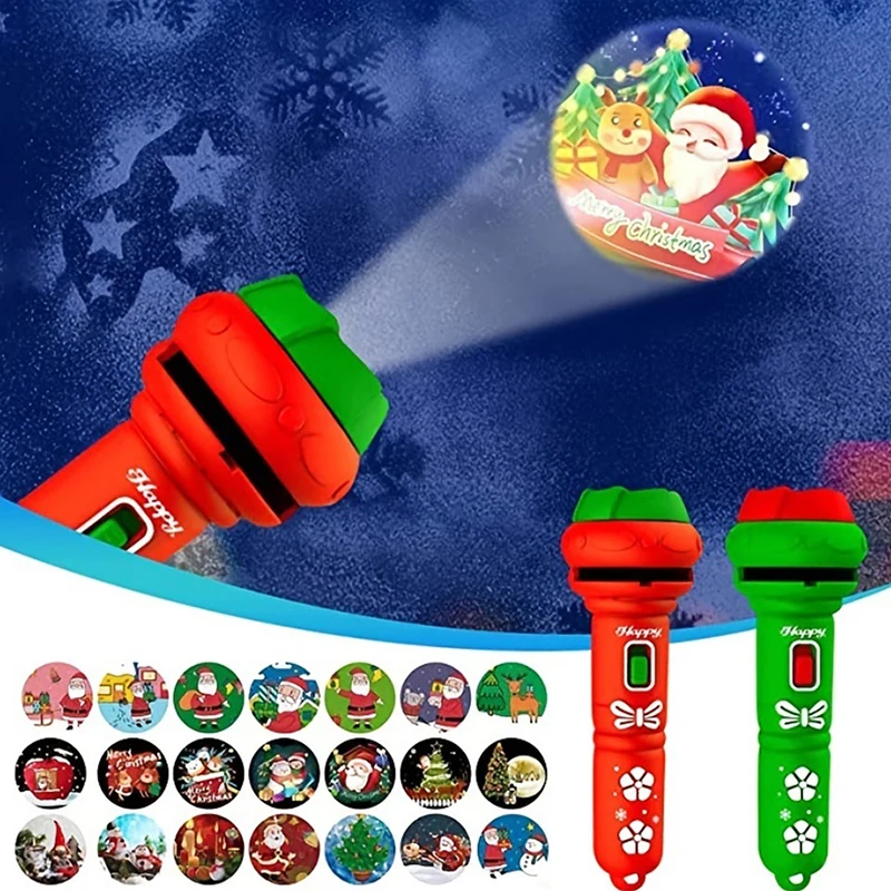 Christmas Flashlight Projector 24 Pattern Projection Flashlight Puzzle Toys Baby Early Education Toy For Children Xmas Gifts