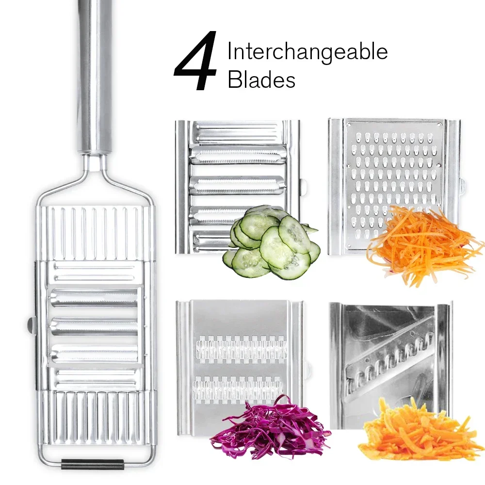 Stainless Steel Shredder Cutter Portable Manual Vegetable Slicer Easy Clean Grater With Handle Multi Purpose Home Kitchen Tool