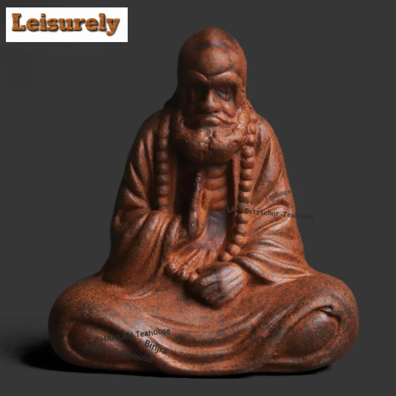 

Винтажная старинная фигурка Дарума из глины для чайной церемонии, декор для аквариума, игрушка, статуэтка, украшение для кафе, подарок