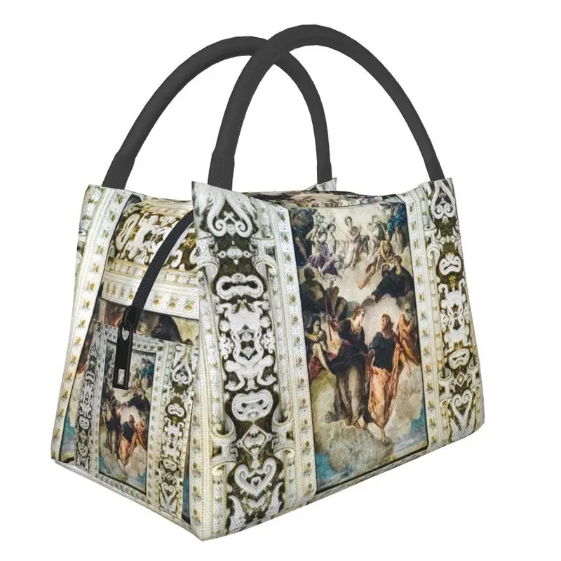 

Vintage Renaissance Art Insulated Lunch Bag Gods Angels Fresco Waterproof Thermal Cooler Lunch Box for Women School Food Bags