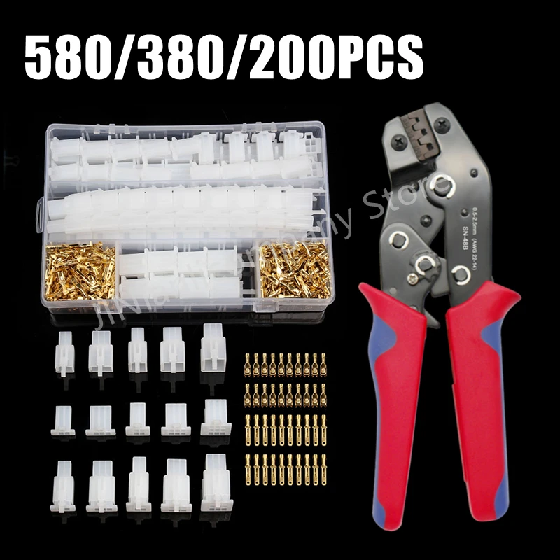 

Car Motorcycle 580/380/200Pcs Electrical 2 3 4 6 9Pin Male Female Terminals Automotive 2.8 Plug Kit Boat Wire Connector Terminal