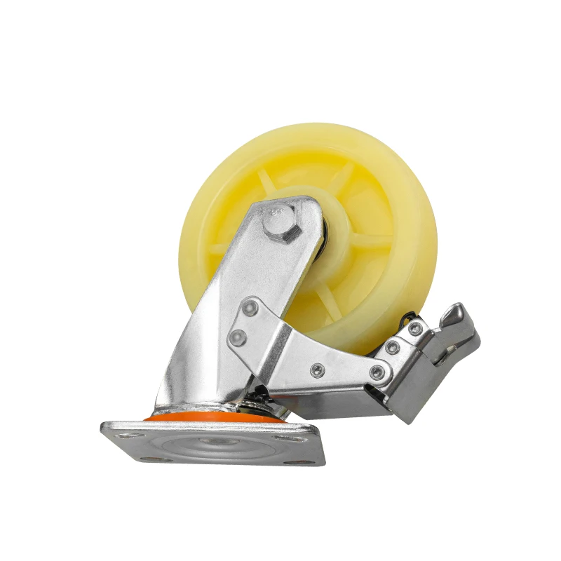 4-inch industrial caster trolley with thickened brake wheels, pallet wheels, swivel wheels, heavy-duty nylon swivel wheels