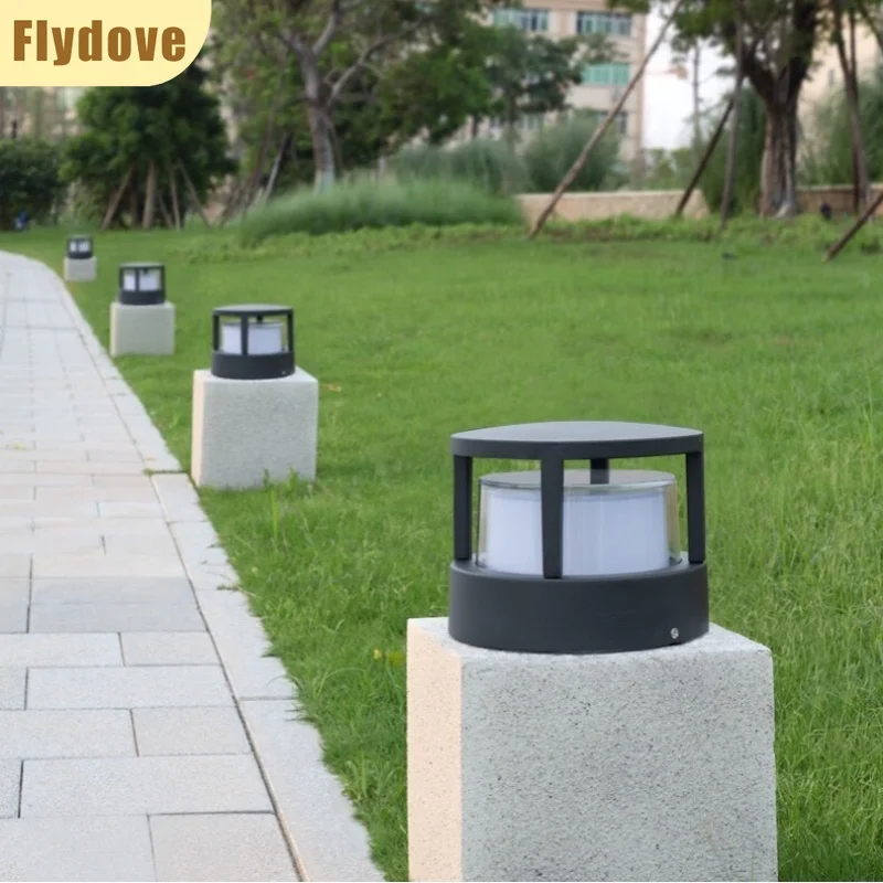 Koreanische minimalistische LED-Außensäulen-Scheinwerfer, wasserdicht, IP65, 12 W, Veranda, Hof, Rasen, Garten, Beleuchtung, Dekoration, Lampe, 110–240 V