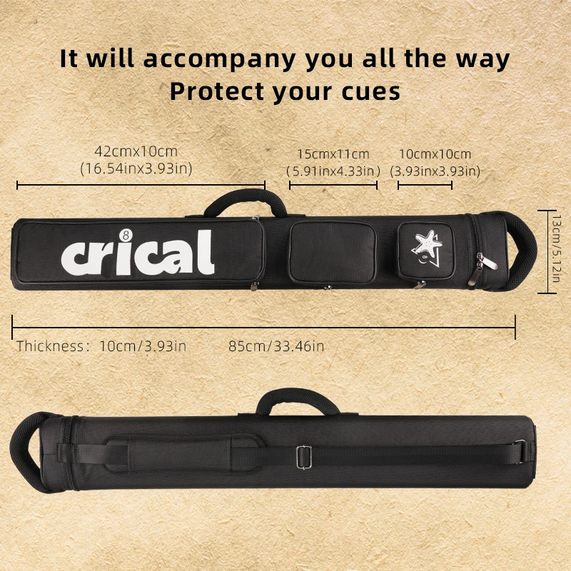 CRICAL Pool Cue Case 2x4 Hard Pool Stick Case Holds 2 Butts and 4
