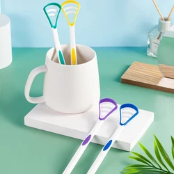 Silicone Tongue Scraper Brush Tongue Scraper Brush Plastic Tongue Cleaner Bad Breath Removal Oral Care Color Random