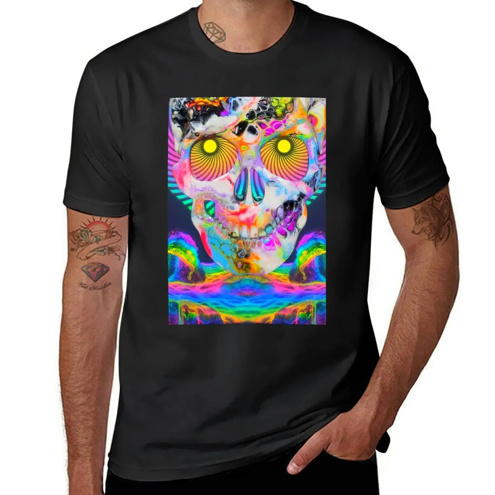 

Skullface in brightest tones by Superfluidsoul T-Shirt graphic t shirt vintage summer clothes oversized t shirts for men graphic