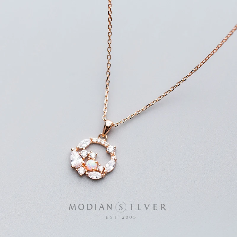 Modian New Luminous CZ Geometric Round Circle 925 Sterling Silver Charm Pendant for Women Link Chain Fine Jewelry 2020 Design