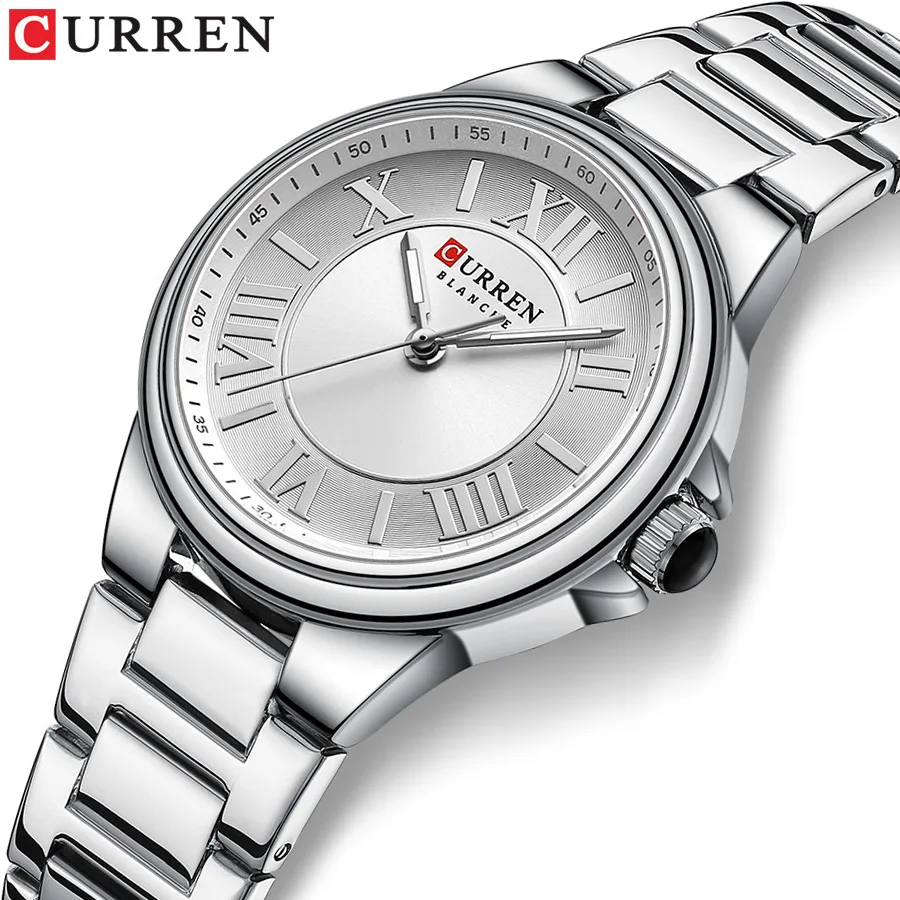 Reloj CURREN 9091 con accesorios de moda para mujer, pulsera elegante de marca de lujo, reloj de cuarzo resistente al agua para mujer, reloj táctil