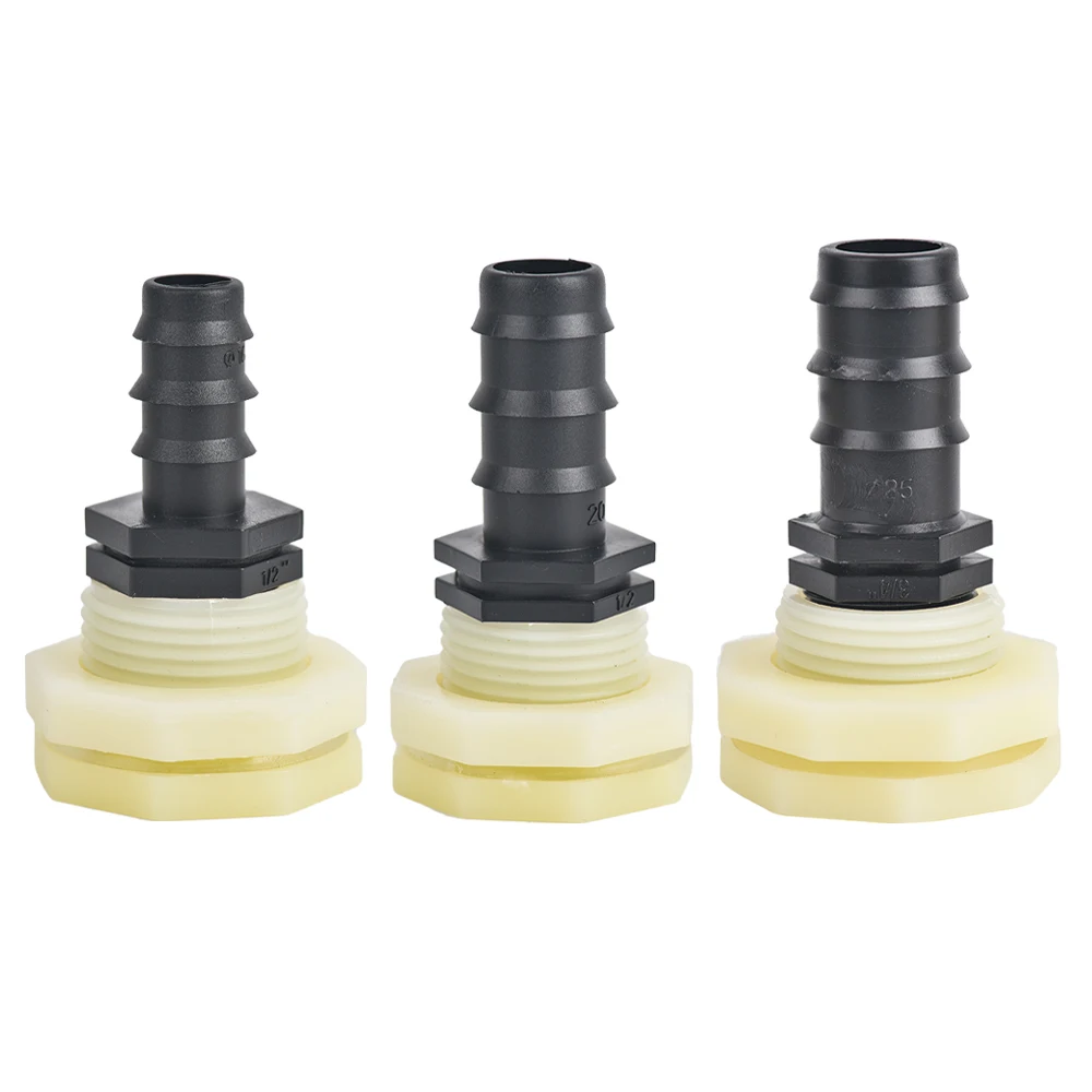 1/2 3/4 1 inch PVC Bulkhead Water Tank Connector with Plugs Thru-Bulk Pipe Fitting for Rain Barrels Aquariums